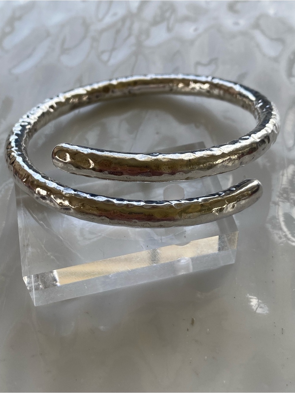 Sterling Silver Hammered Wrap Bangle Bracelet - Picture 4 of 10